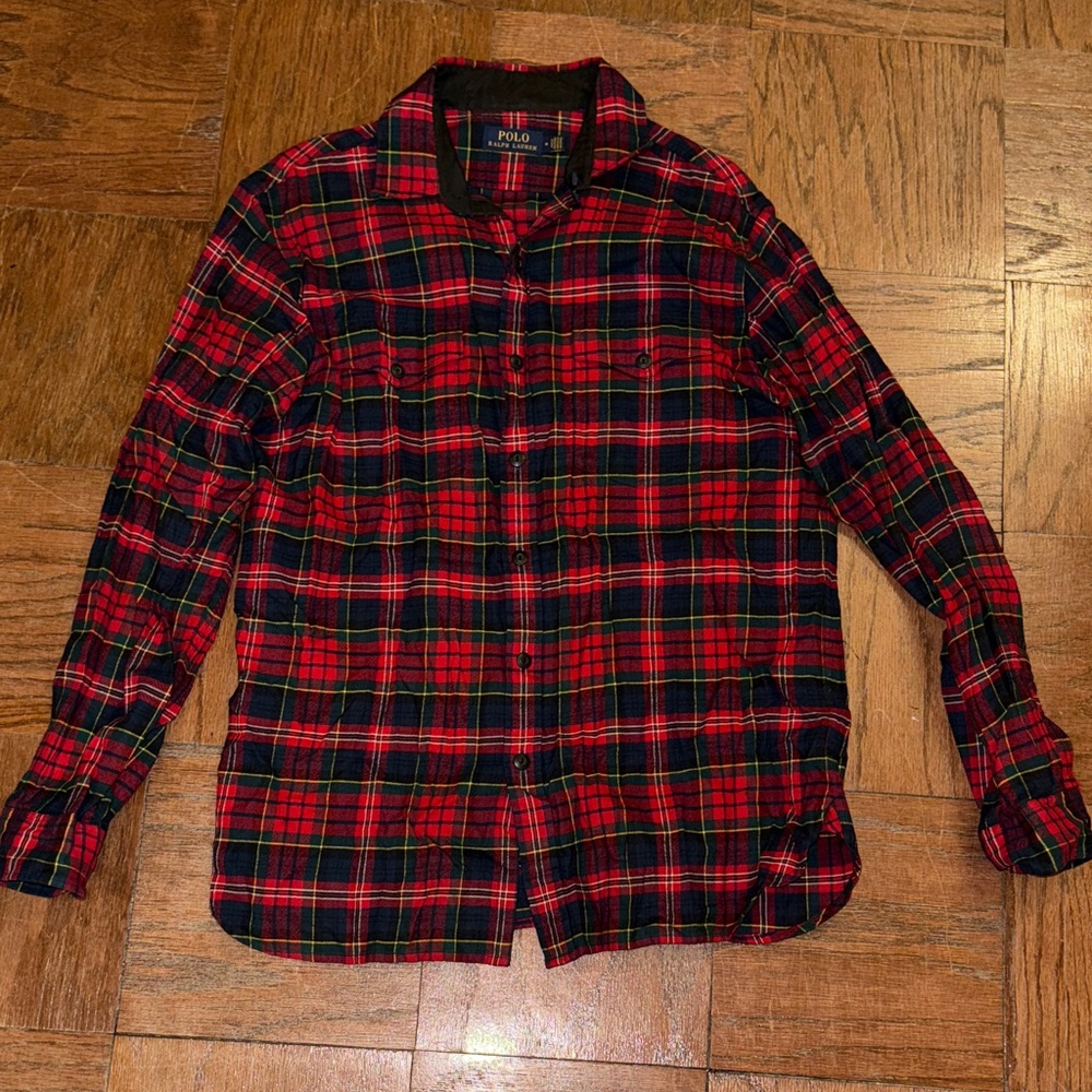 Polo by Ralph Lauren Men's Red and Blue Plaid Shirt
